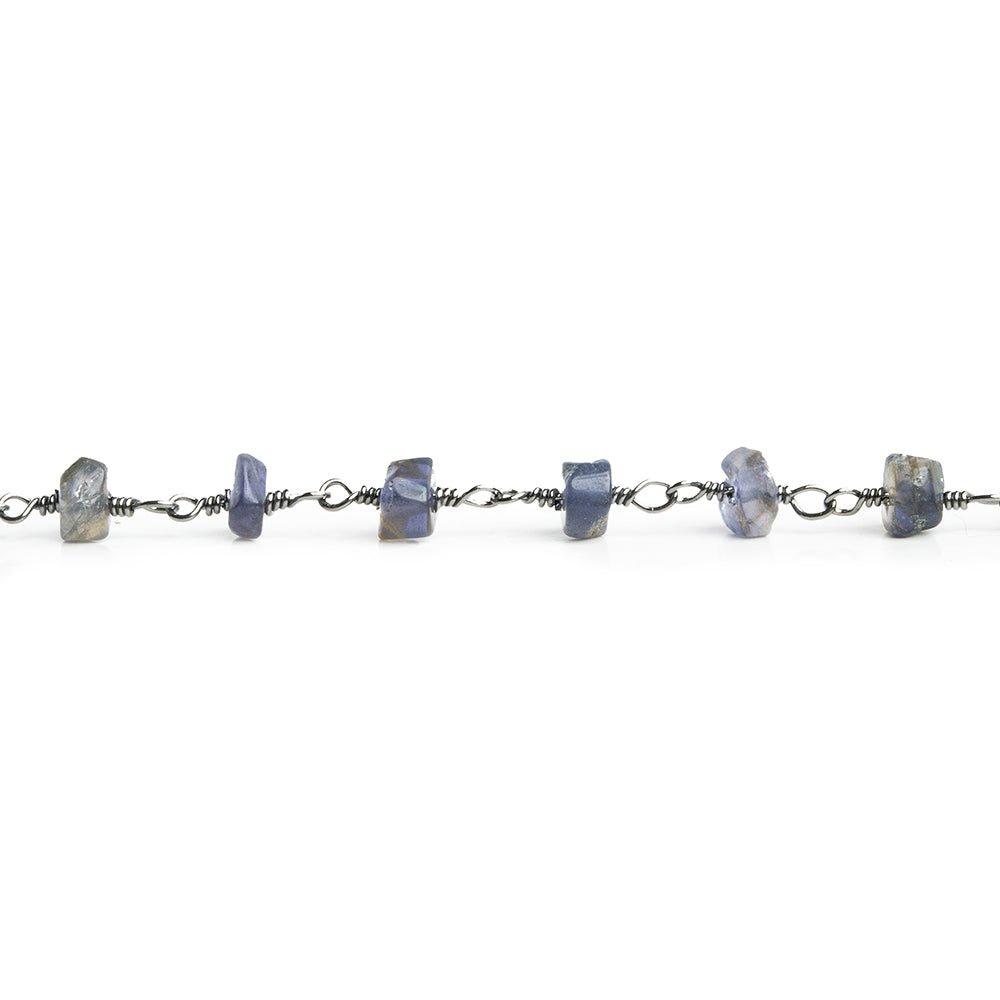 Iolite Faceted Rondelle Black Gold Chain by the Foot 37 pieces - The Bead Traders