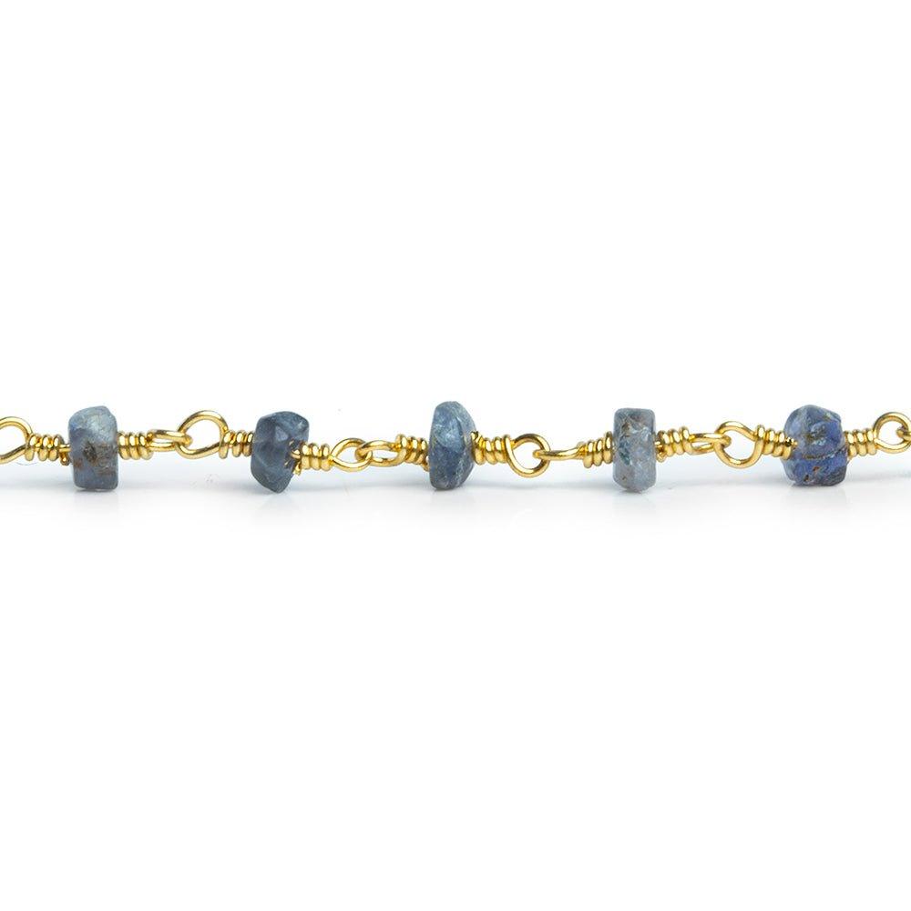 Iolite Faceted Rondelle Gold Plated Chain by the Foot 37 pieces - The Bead Traders