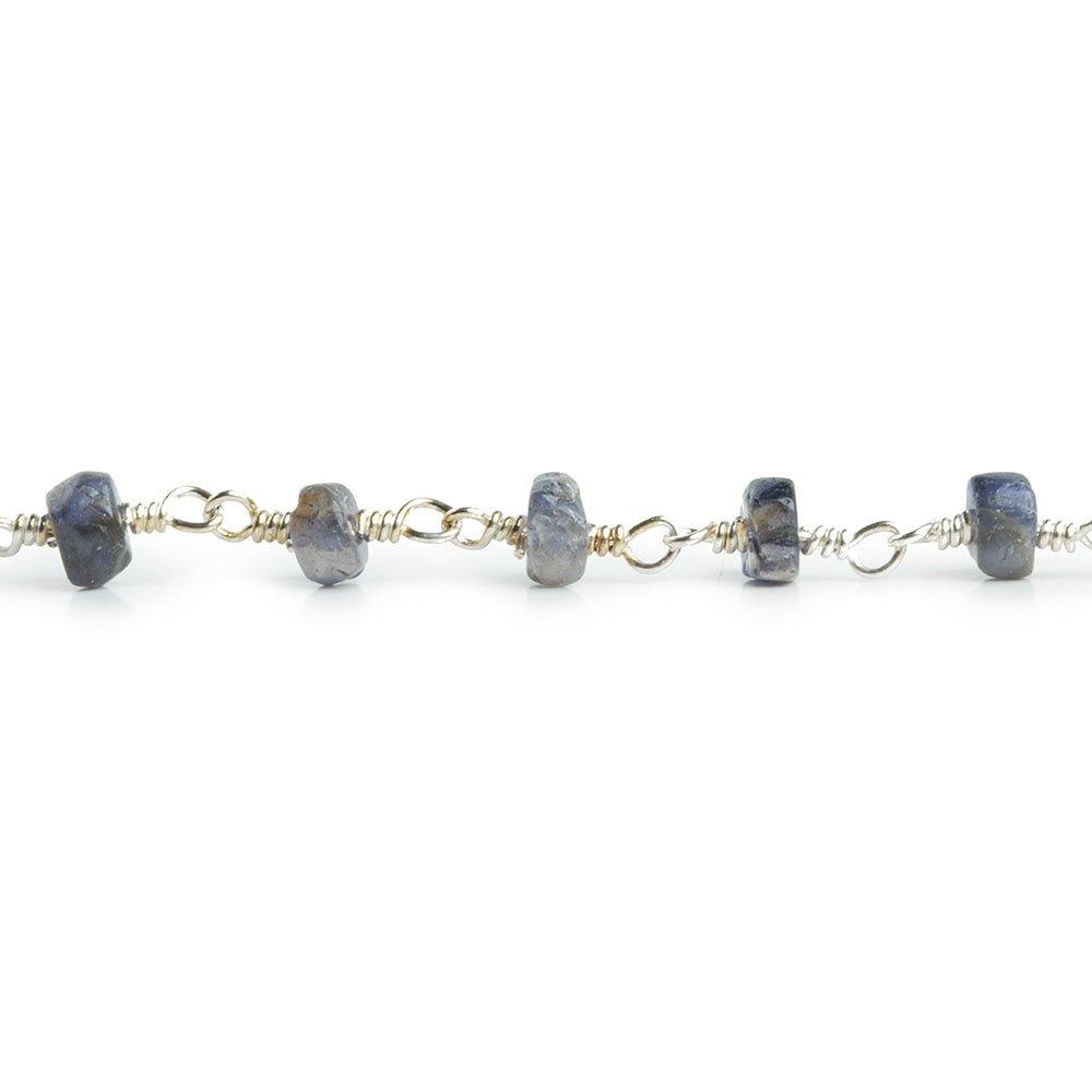 Iolite Plain Rondelle Silver Plated Chain by the Foot 35 pieces - The Bead Traders