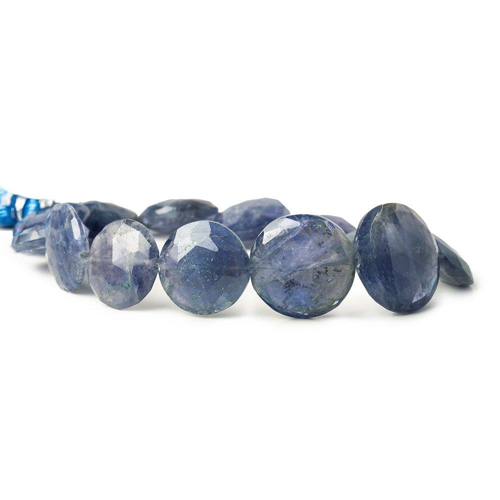 Iolite Side Drilled Faceted Coin Beads, 8" length, 13-19mm diameter, 12 pcs - The Bead Traders