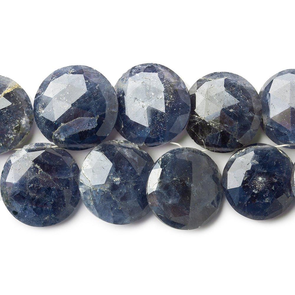 Iolite Top Drilled Faceted Coin Beads 7 inch 30 pieces - The Bead Traders