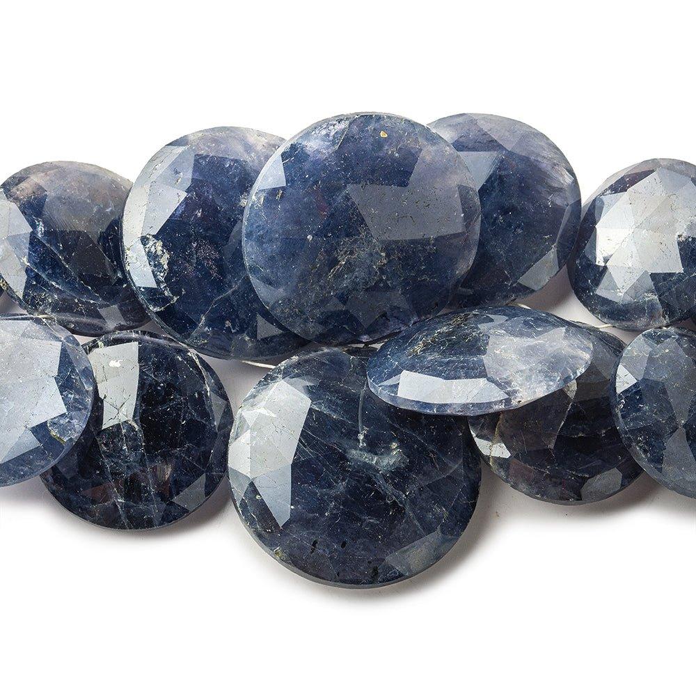 Iolite top drilled faceted coins 25 beads 19-28mm 8 inch - The Bead Traders