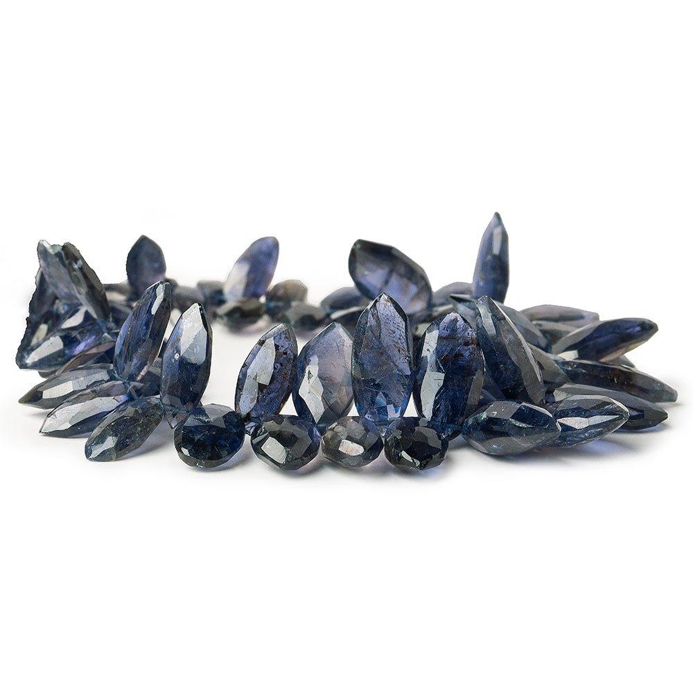Iolite Top Drilled Faceted Marquise Beads, 8.5" length, 10x5-18x9mm, 54pcs - The Bead Traders