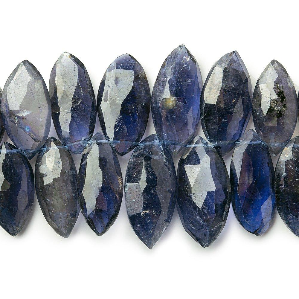 Iolite Top Drilled Faceted Marquise Beads, 8.5" length, 10x5-18x9mm, 54pcs - The Bead Traders