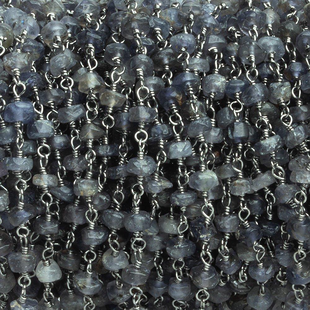 Iolite Tumbled Rondelle Black Gold Chain 38 pieces - The Bead Traders