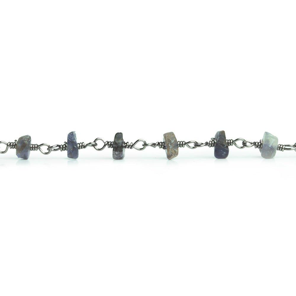 Iolite Tumbled Rondelle Black Gold Chain 38 pieces - The Bead Traders
