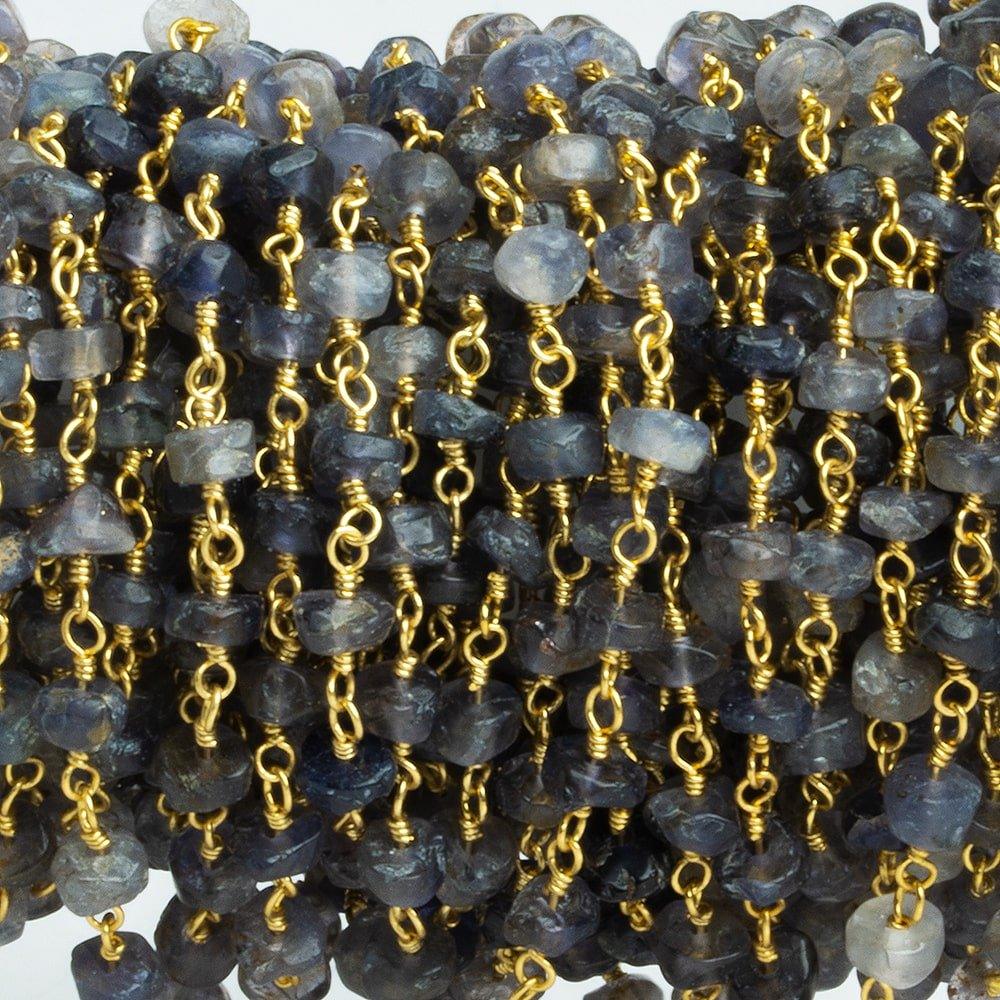 Iolite Tumbled Rondelle Gold Chain 38 pieces - The Bead Traders