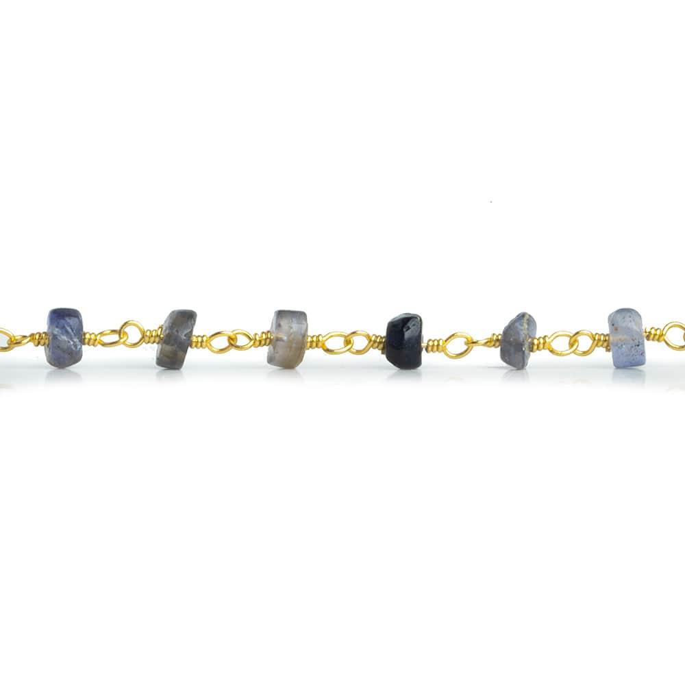 Iolite Tumbled Rondelle Gold Chain 38 pieces - The Bead Traders