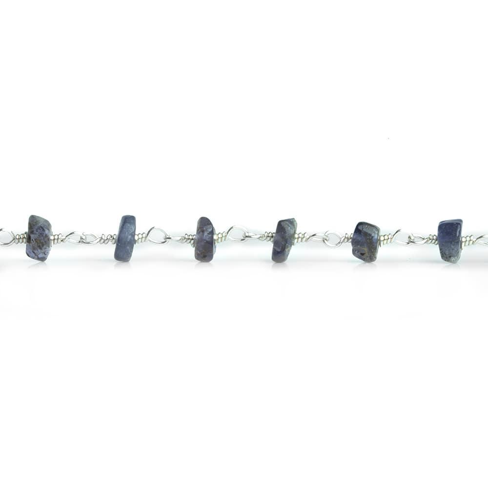 Iolite Tumbled Rondelle Silver Chain 38 pieces - The Bead Traders
