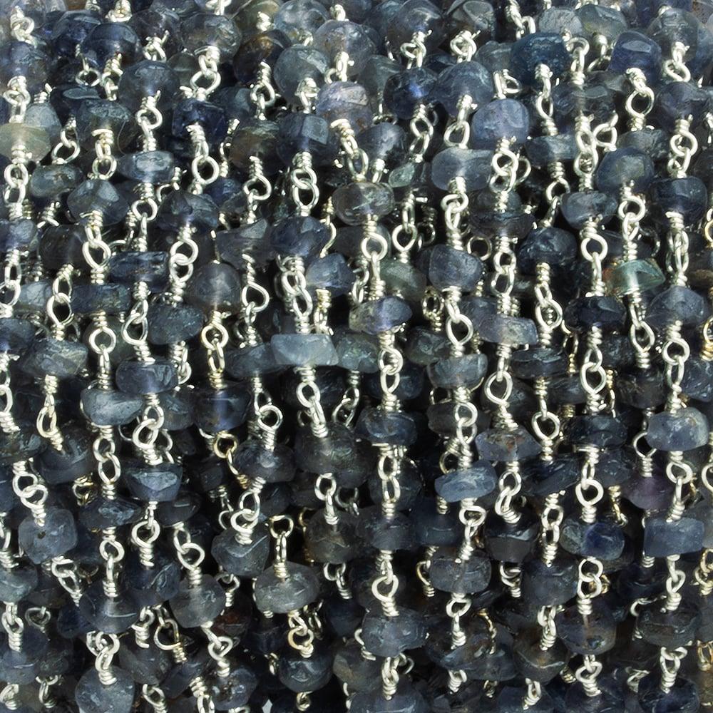 Iolite Tumbled Rondelle Silver Chain 38 pieces - The Bead Traders