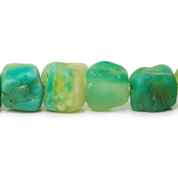Irish Greens Agate Tumbled Chip Hammer Faceted Cube Beads 8 inch 15 pieces