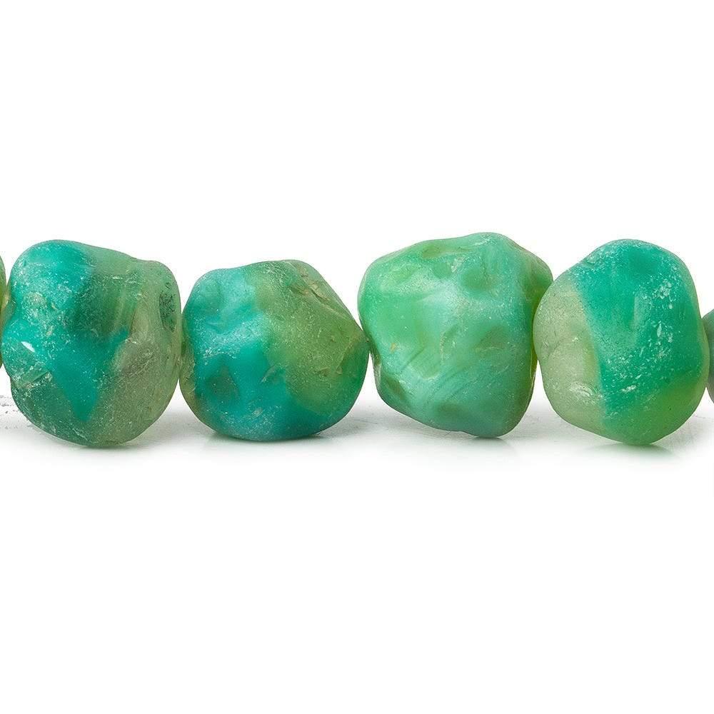 Irish Greens Agate Tumbled Chip Hammer Faceted Nugget Beads 8 inch 15 pieces - The Bead Traders