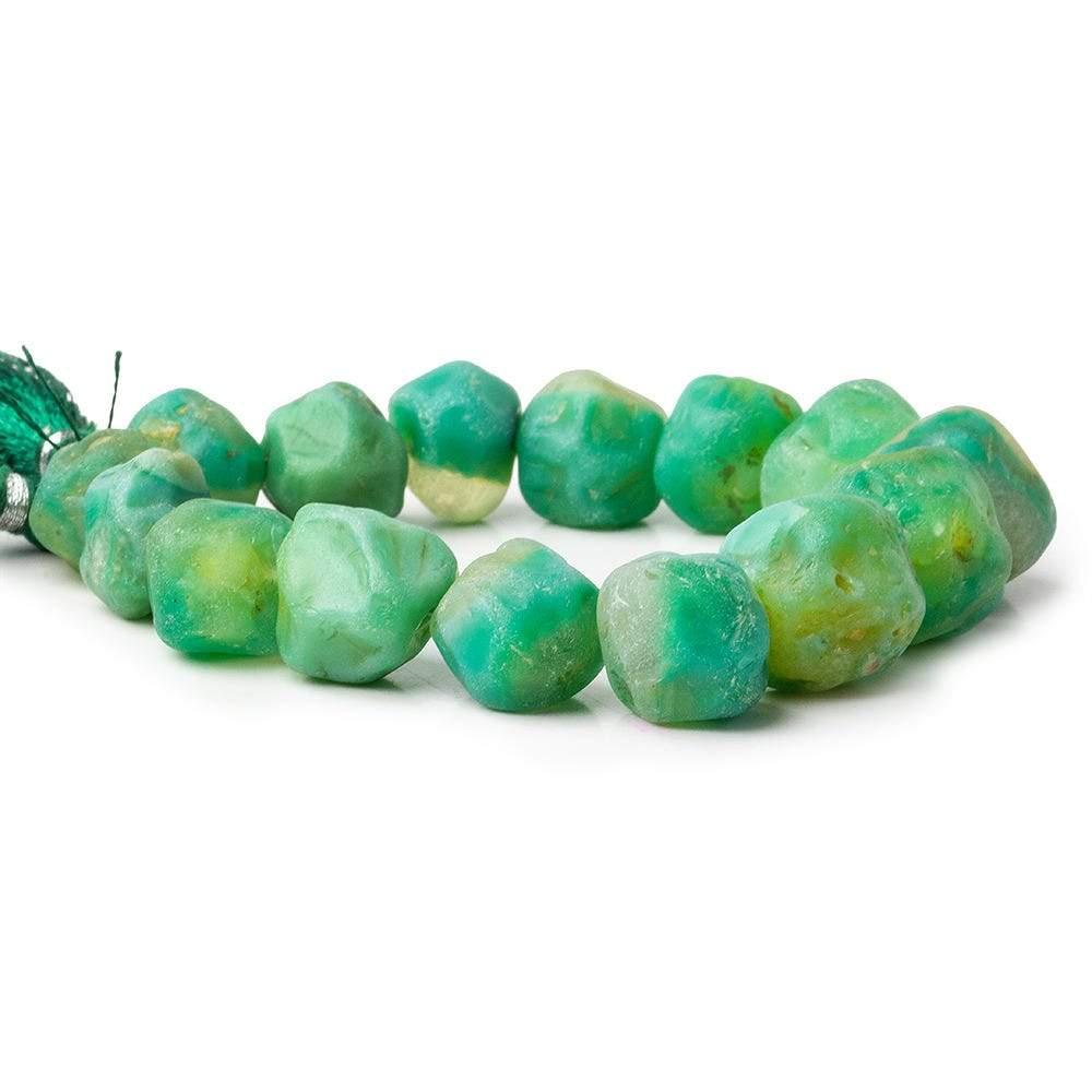 Irish Greens Agate Tumbled Chip Hammer Faceted Nugget Beads 8 inch 15 pieces - The Bead Traders