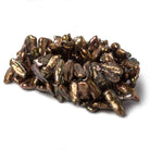Irridescent Olive Side Drilled Biwa Freshwater Pearls 16 inch 51 pieces - The Bead Traders