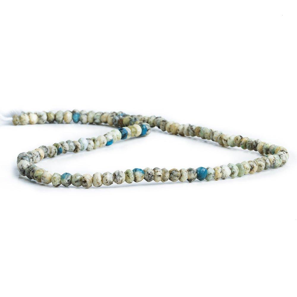 K2 Azurite Granite Faceted Rondelle Beads 12 inch 145 pieces - The Bead Traders