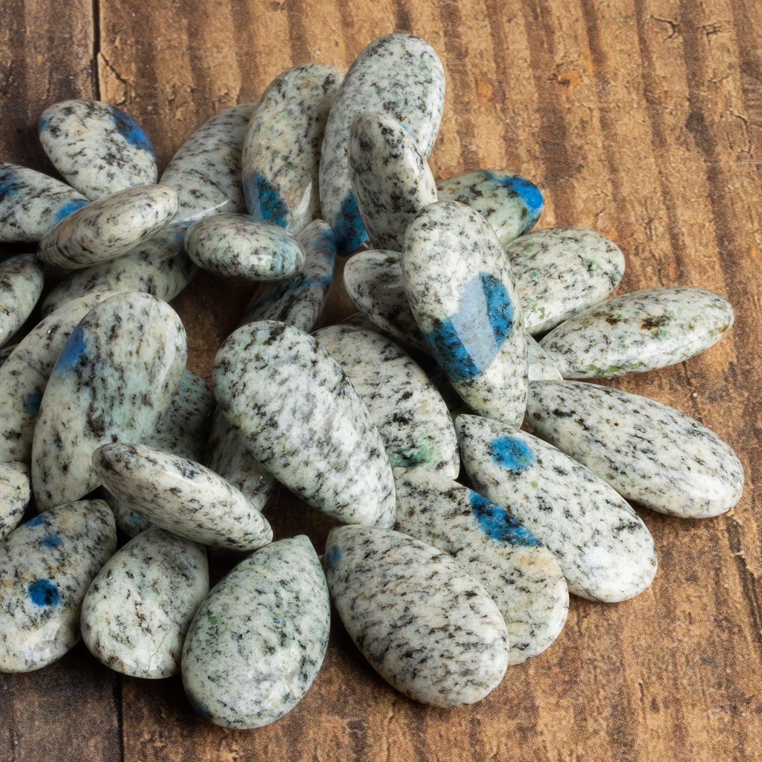 K2 Azurite Granite "K2 Jasper" Pears 7.5 inch 35 beads - The Bead Traders