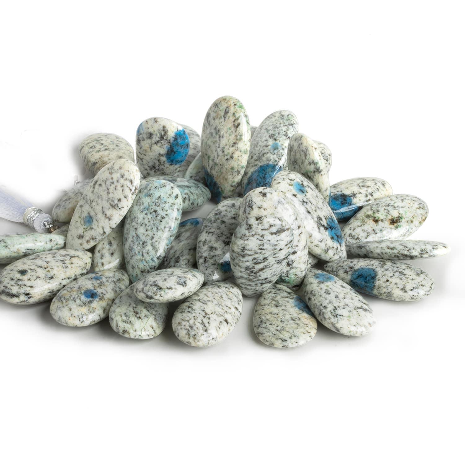 K2 Azurite Granite "K2 Jasper" Pears 7.5 inch 35 beads - The Bead Traders
