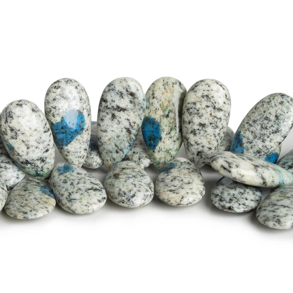 K2 Azurite Granite "K2 Jasper" Pears 7.5 inch 35 beads - The Bead Traders