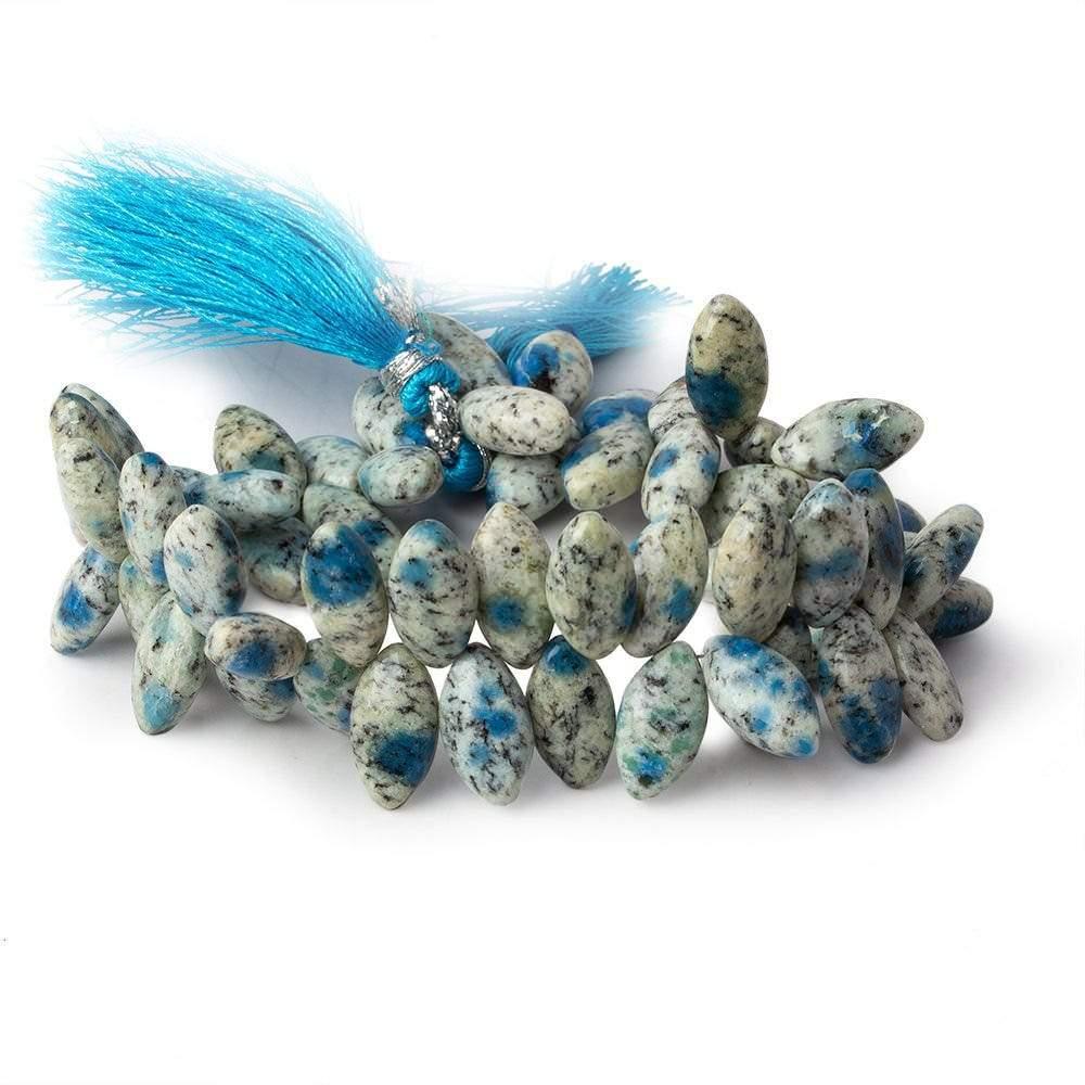 K2 Azurite Granite "K2 Jasper" plain marquise beads 8 inch 55 pieces - The Bead Traders