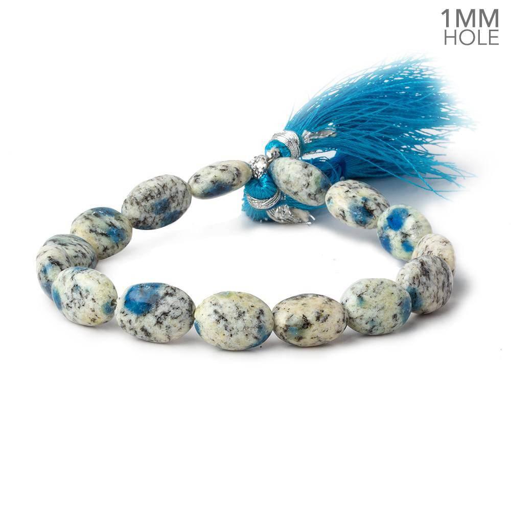 K2 Azurite Granite "K2 Jasper" plain Ovals 8 inch 14 pieces - The Bead Traders