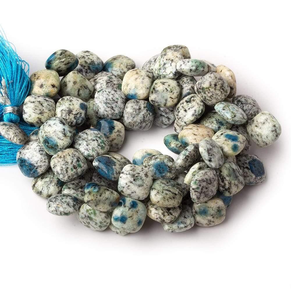 K2 Azurite Granite "K2 Jasper" plain pillow beads 8 inch 30 beads - The Bead Traders