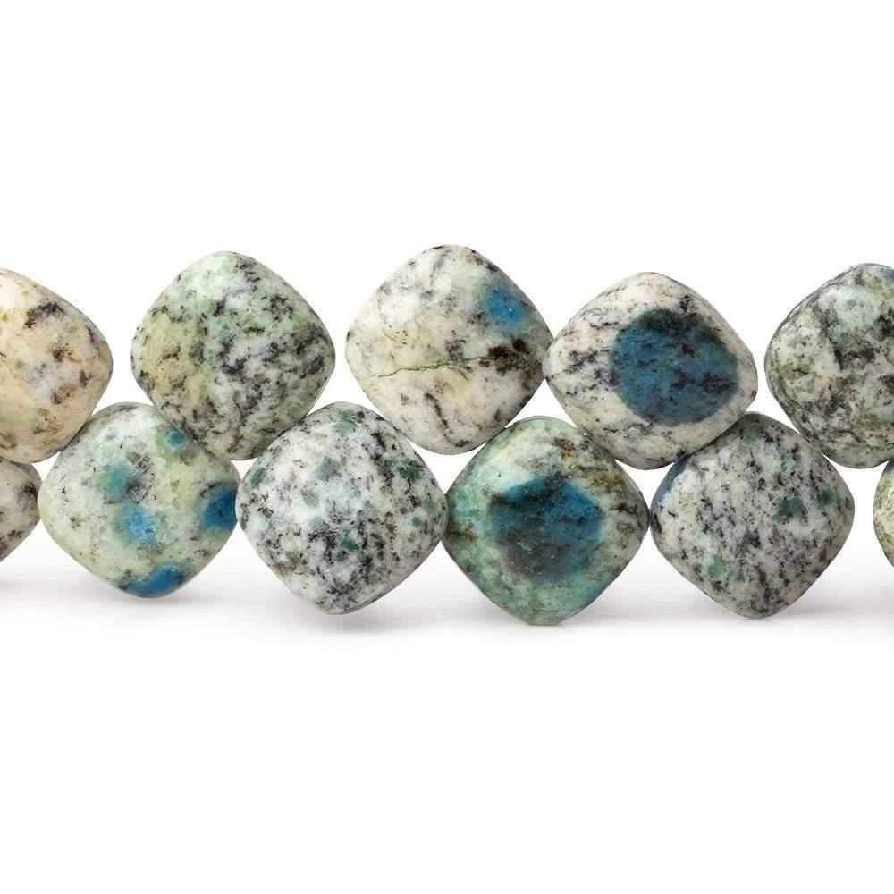 K2 Azurite Granite "K2 Jasper" plain pillow beads 8 inch 30 beads - The Bead Traders