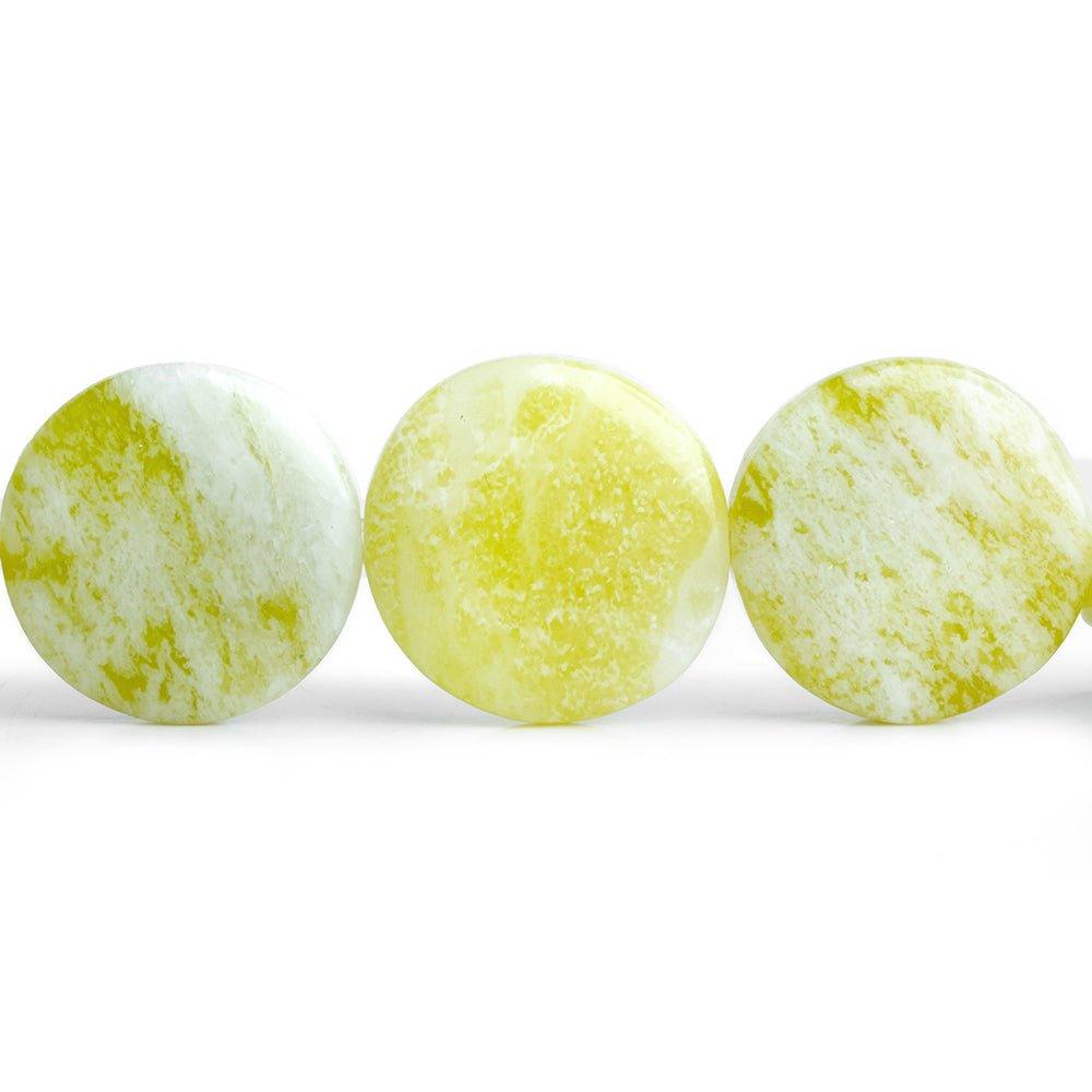 Key Lime Jade Plain Coin Beads 16 inch 25 pieces - The Bead Traders