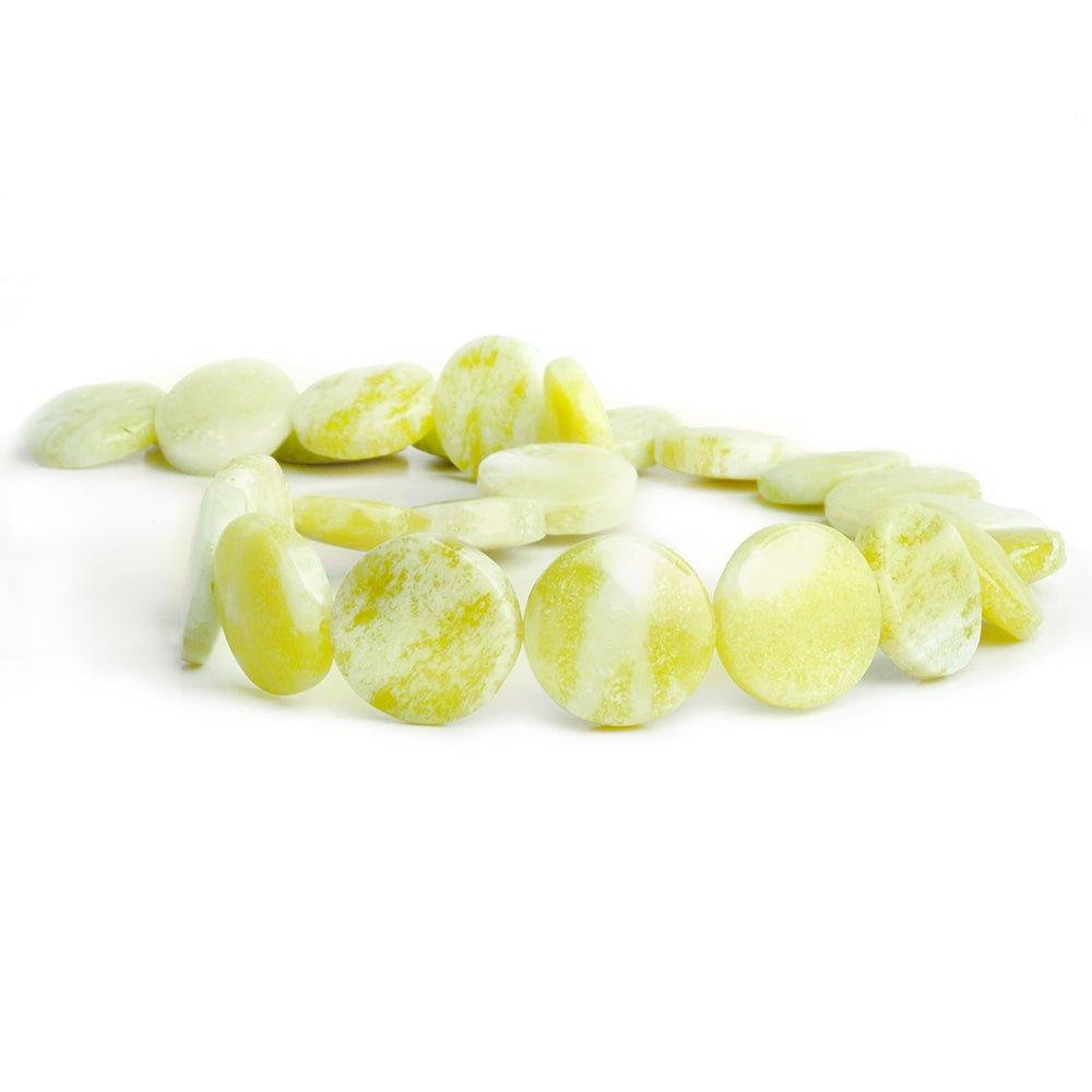 Key Lime Jade Plain Coin Beads 16 inch 25 pieces - The Bead Traders