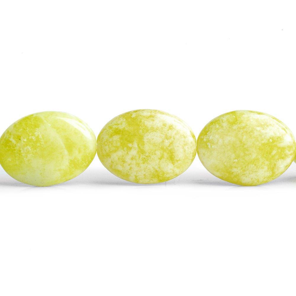 Key Lime Jade Plain Oval Beads 15 inch 20 pieces - The Bead Traders