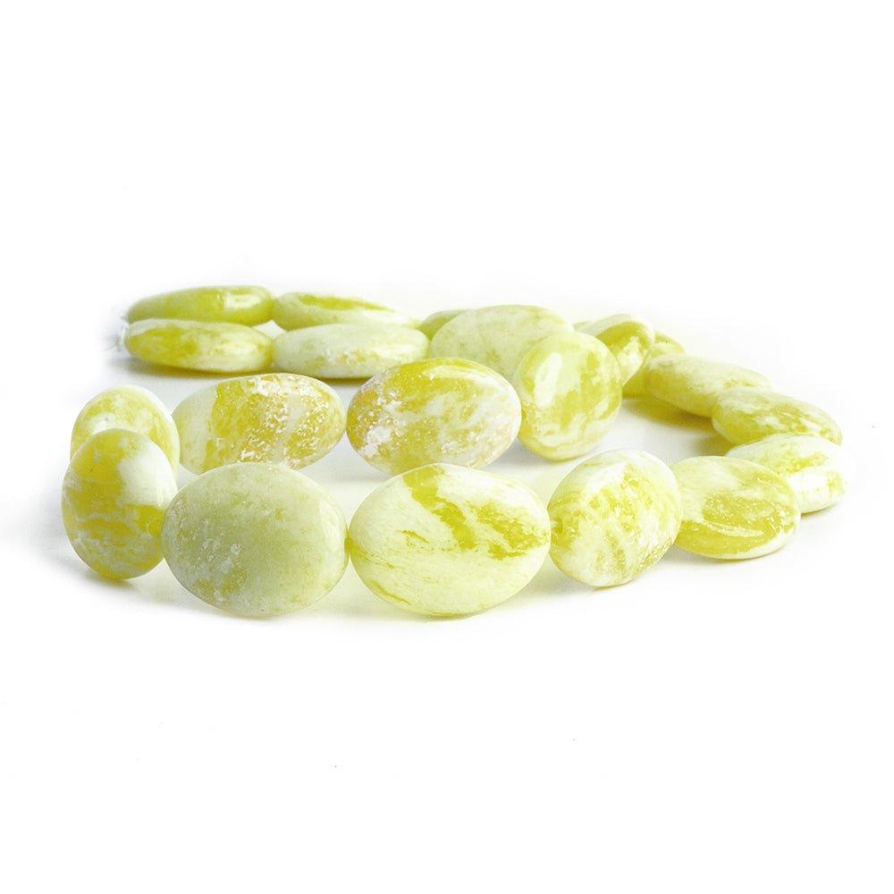 Key Lime Jade Plain Oval Beads 15 inch 20 pieces - The Bead Traders