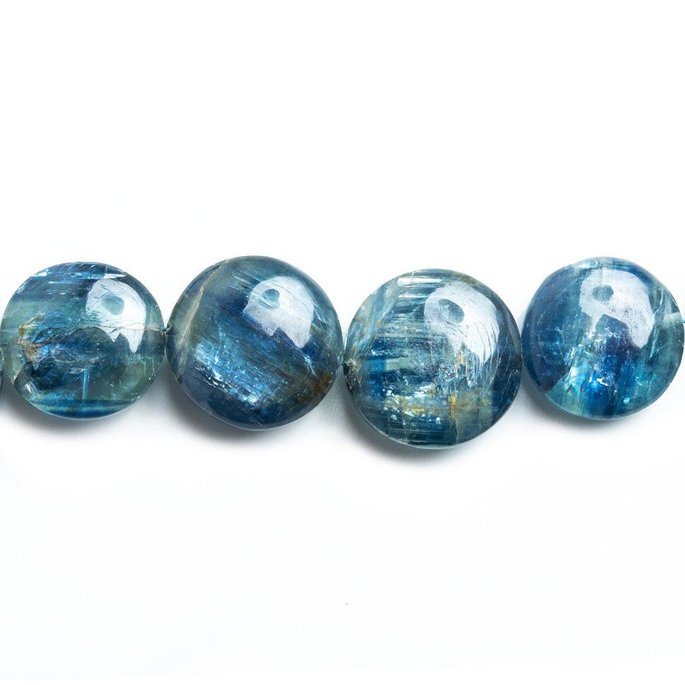 Kyanite Plain Coin Beads 16 inch 37 pieces - The Bead Traders