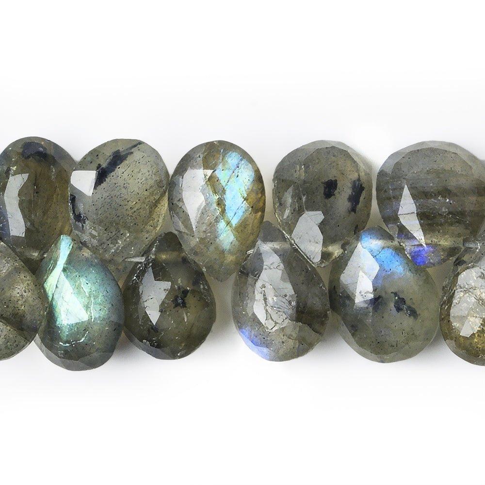 Labradorite Beads Faceted 7x5-12x8mm Pears, 8" length, 61 pcs - The Bead Traders