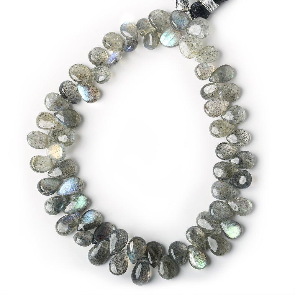 Labradorite Beads Plain 7x5-9x6mm Pears, 9" length, 58 pcs - The Bead Traders
