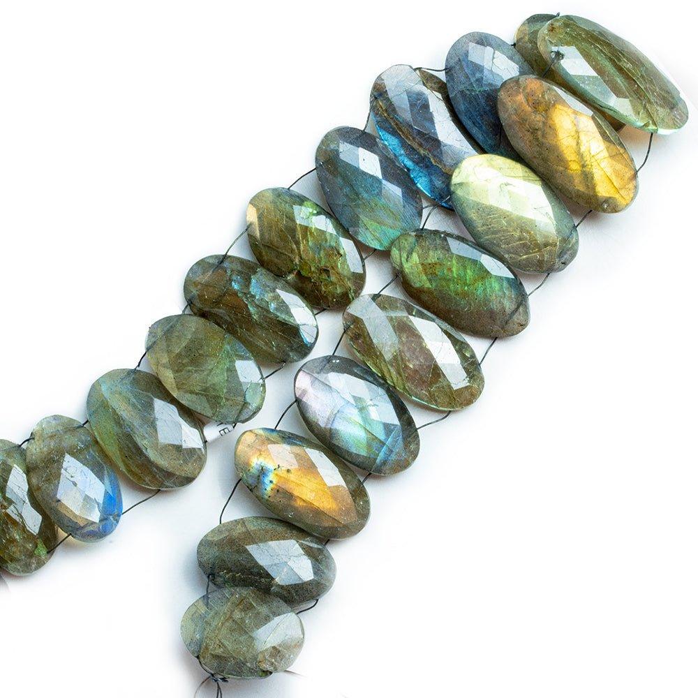 Labradorite Double Drilled Faceted Oval Beads 10 inch 18 pieces - The Bead Traders