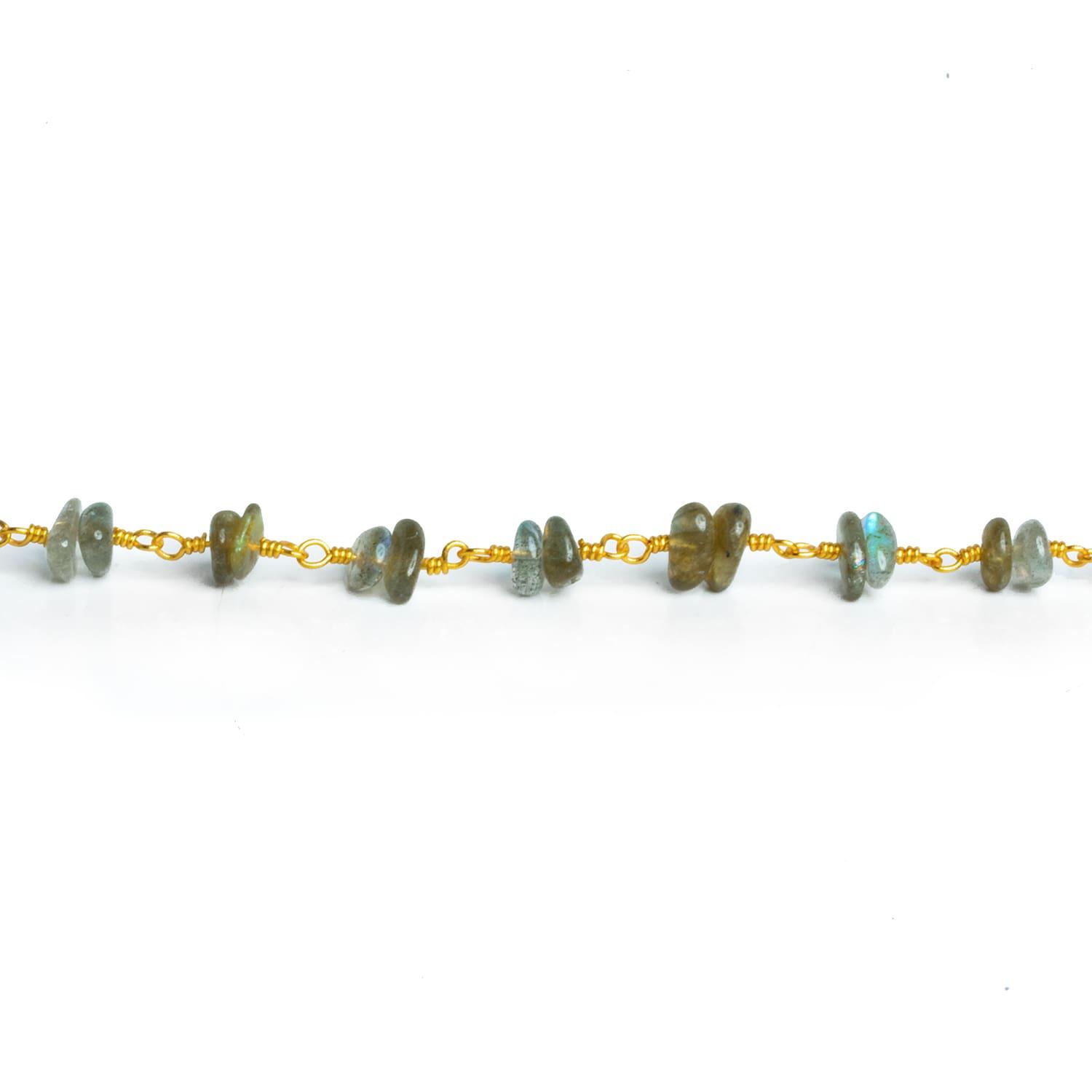 Labradorite Double Nugget Gold Chain 60 pieces - The Bead Traders