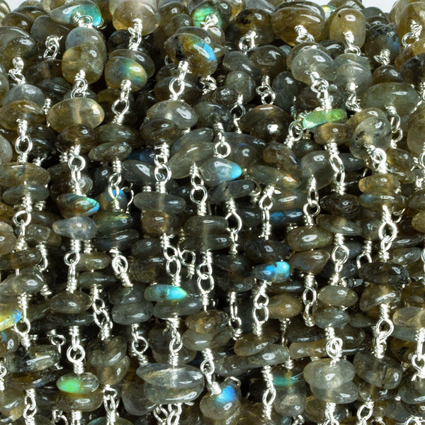 Labradorite Double Nugget Silver Chain 60 pieces