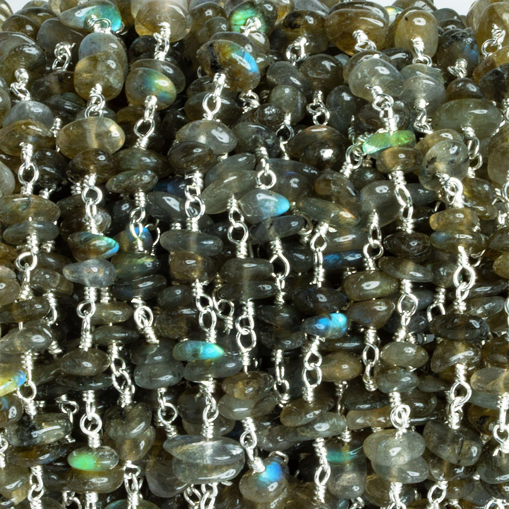 Labradorite Double Nugget Silver Chain 60 pieces - The Bead Traders