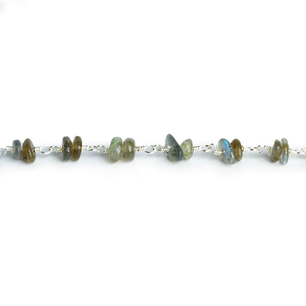 Labradorite Double Nugget Silver Chain 60 pieces - The Bead Traders