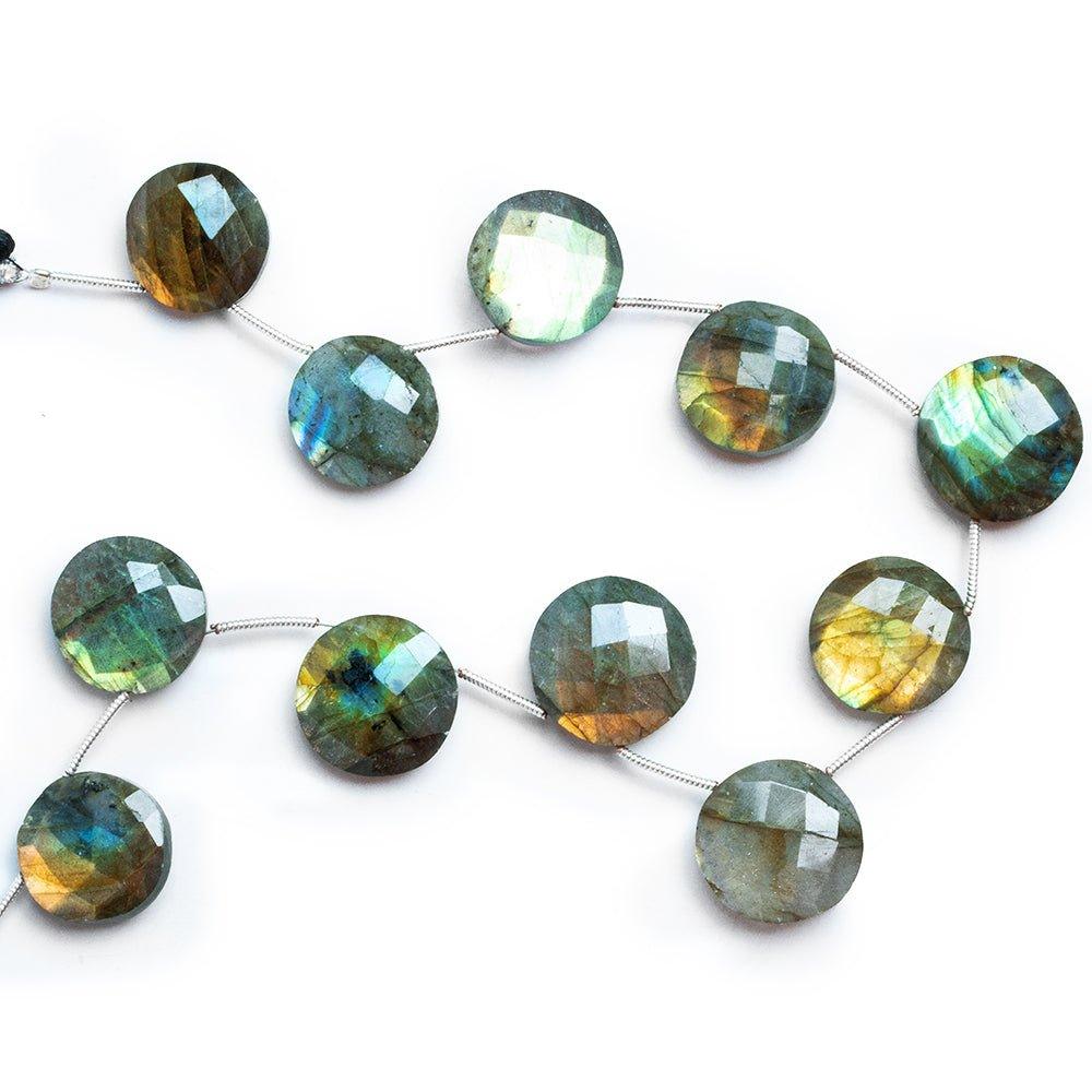 Labradorite Faceted Coin Beads 8 inch 9 pieces - The Bead Traders