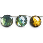 Labradorite Faceted Coin Beads 8 inch 9 pieces - The Bead Traders
