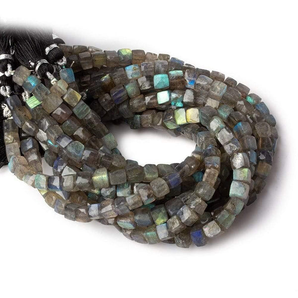 5-6mm Labradorite Faceted Cube Beads 40 pieces 8 inch