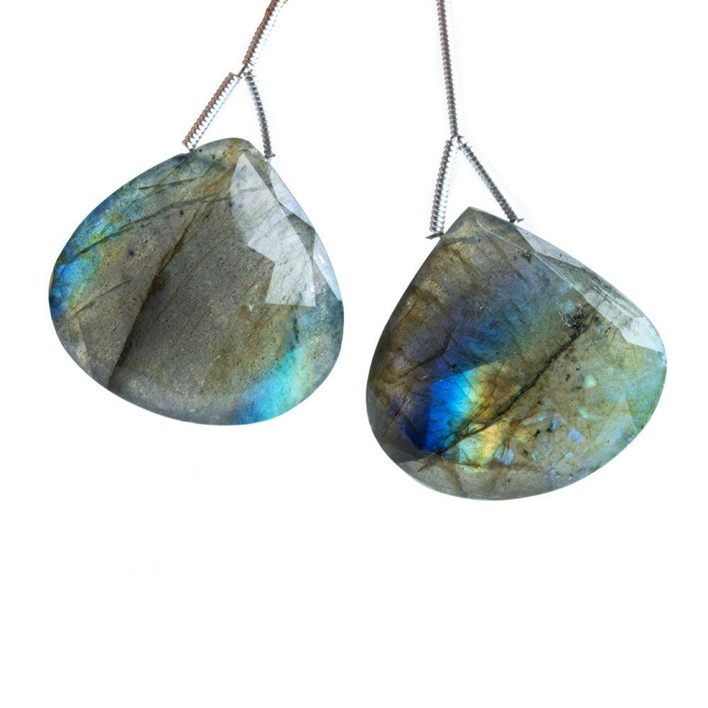 Labradorite Faceted Heart Focal Beads 2 Pieces - The Bead Traders