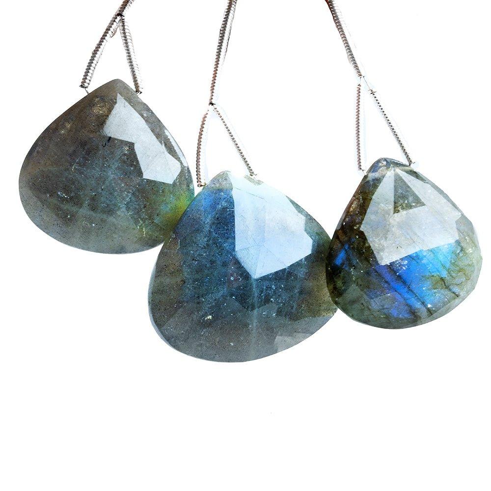 Labradorite Faceted Heart Focal Beads 3 Pieces - The Bead Traders