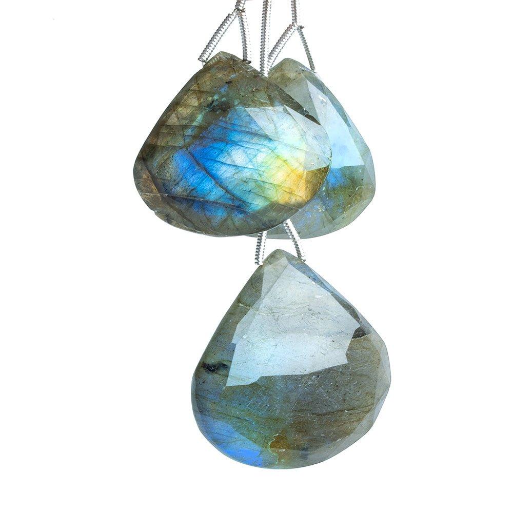 Labradorite Faceted Heart Focal Beads 3 Pieces - The Bead Traders