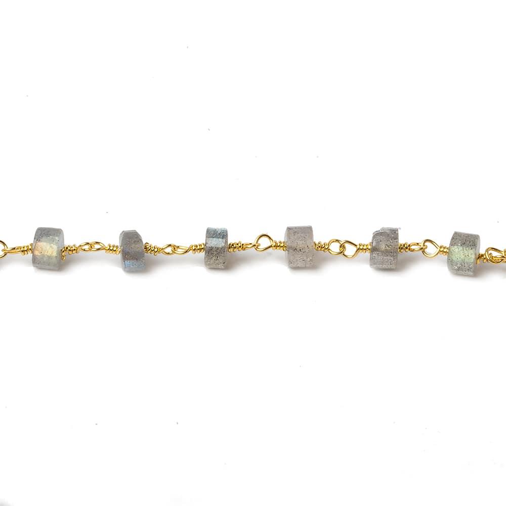 Labradorite Faceted Heshi Gold plated Chain by the foot 33 pieces - The Bead Traders