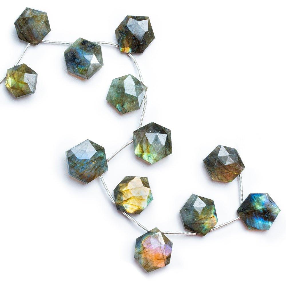 Labradorite Faceted Hexagon Beads 8 inch 12 pieces - The Bead Traders