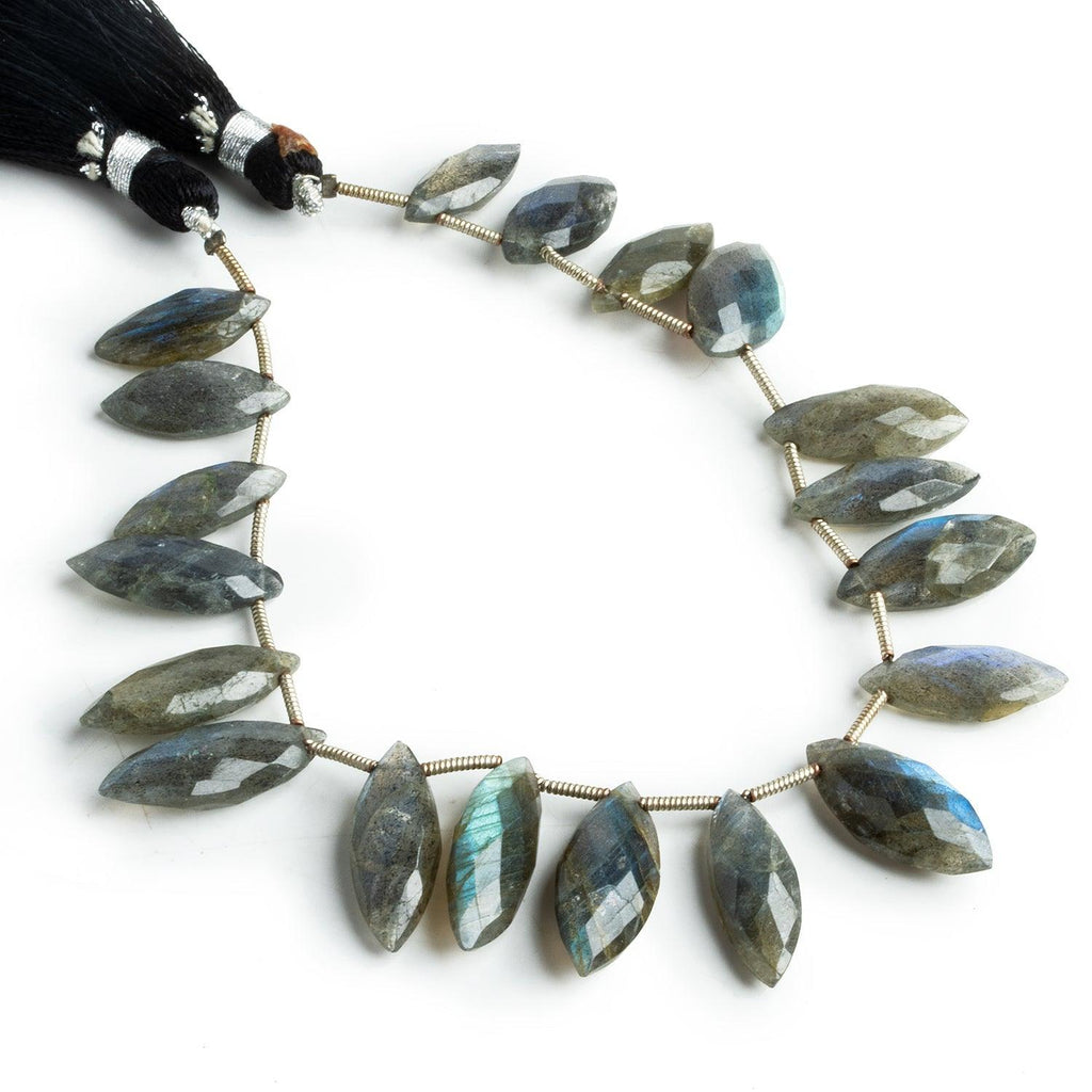 Labradorite Faceted Marquise Beads 7 inch 19 pieces - The Bead Traders