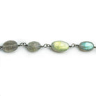Labradorite Faceted Oval Black Gold Chain by the Foot 22 pieces - The Bead Traders