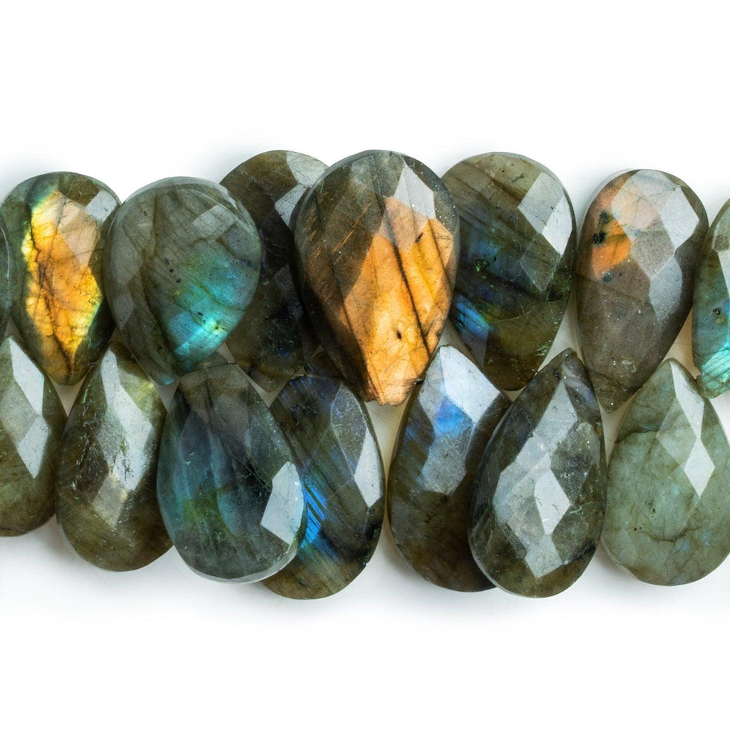 Labradorite Faceted Pears 7.5 inch 37 beads - The Bead Traders
