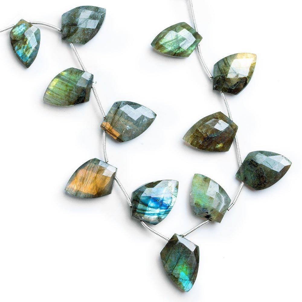 Labradorite Faceted Shield Beads 8 inch 13 pieces - The Bead Traders